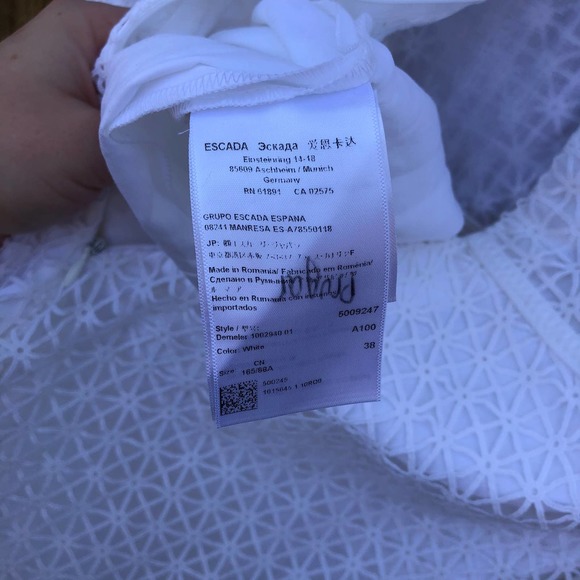 Escada Lace White Dress Fitted Bodice A Line US 8 - Picture 11 of 15